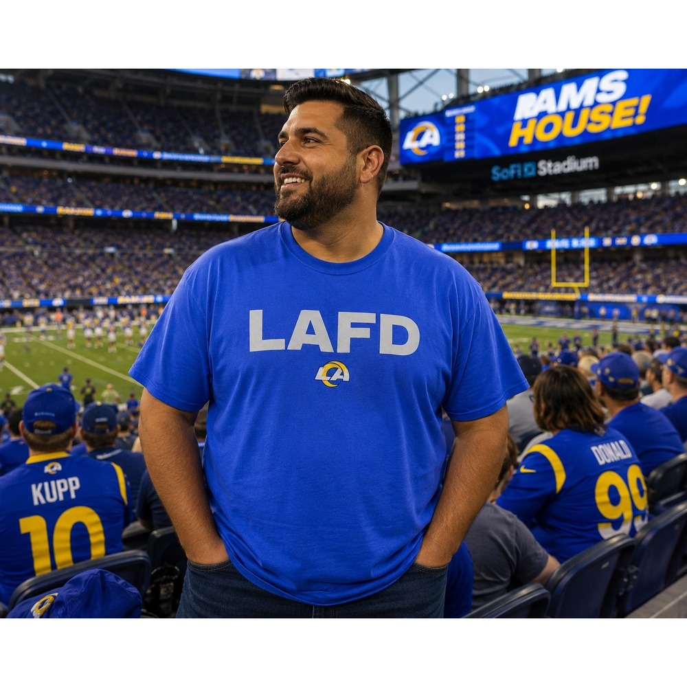 Los Angeles Rams LAFD Football Shirt Men's 2XL Fanatics NFL First Responder Tee